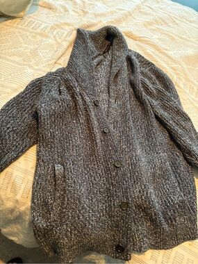 Banana republic L Men's Cozy Marled 100% cotton Cardigan Sweater - Navy & White